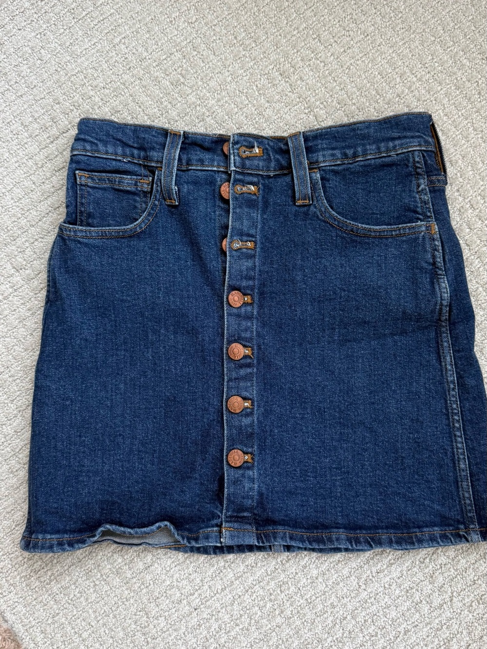 Madewell Dark Blue Denim Button-Front Mini Skirt